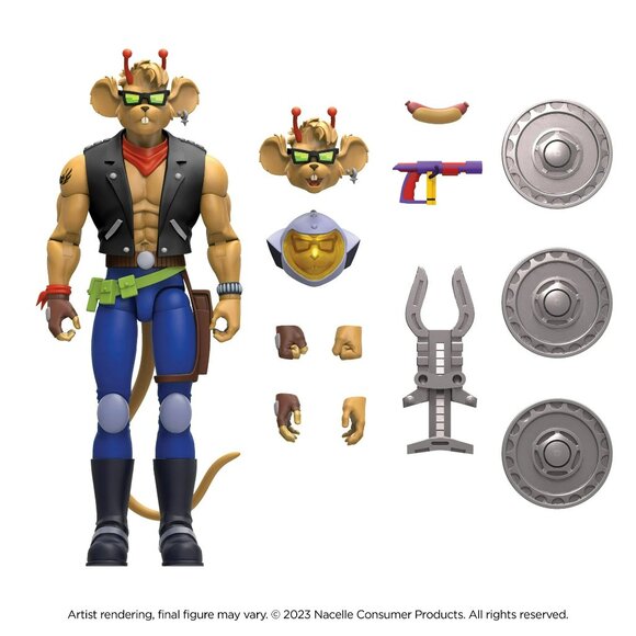 NIB Biker Mice from Mars Throttle Action Figure w/ Sprocket Launcher & Hotdog - Picture 3 of 3